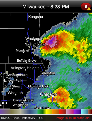Elevated Supercell producing damaging winds near Zion, Winthrop Harbor and Waukegon, Illinois - June 30, 2011